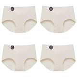 Falllsweet 4Pcs/Set Seamless Silk Briefs For Women Mulberry Silk Panties Comfortable Underpants Soft Lightweight Underwear M-2XL