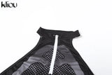kliou Summer Women Mini Moto & Biker Milk Silk Bodysuit K24K45261 Girl Halter Backless Lace Up Tops Cool All-Match One Piece