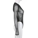See Through Bodysuit Backless Hollow Out Transparent Club Jumpsuits Women Solid Black Tee Summer Elegant Sexy Streetwear