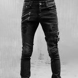 2023 Plus Size Straight Jeans Man Pants Spring Summer Boyfriend Jeans Streetwear Skinny Zips 3 Colors Cacual Long Denim Trousers