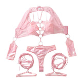 MUZISKAT Summer Pink Sexy Tight Solid Color Dress Women's Hollow Mini Skirt Nightclub Party jumpsuit 3-piece Set