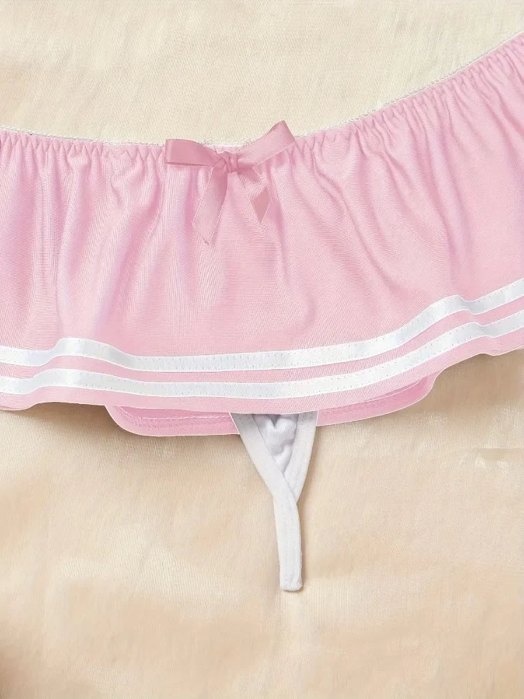 Naughty Sexy Sailor Lingerie Set, Schoolgirl Cosplay Costume 3 Piece Bikini Outfit for Roleplay Halloween Bachelorette Party