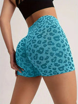 Sport Leopard Scrunch Butt Tummy Control Sports Biker Shorts Stretchy Shorts Women Boxer Shorts Summer