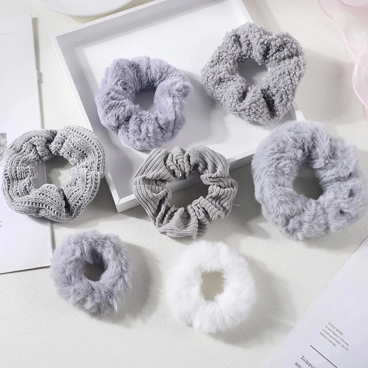 7/21 Pcs/Set Women Hair Scrunchies Set Plush Solid Hair Band for Girls Ponytail Holder Rubber Bands Hair Ties Hair Accessories