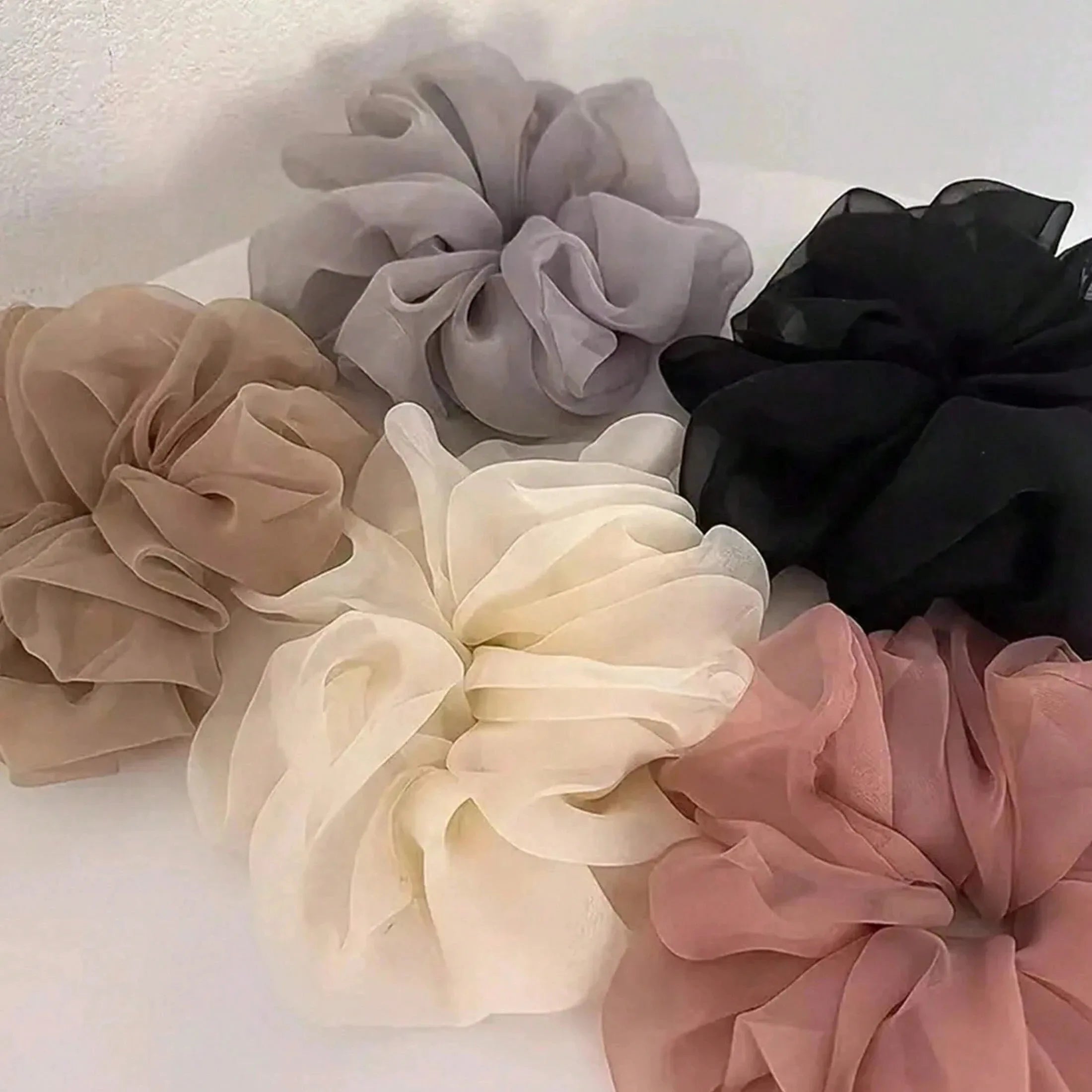 1/3/5pcs Large Mesh Hair Rope for Women Simple Fashiona Girl Hair Tie Hair Ring Simplicity High Ponytail Scrunchie