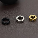 2 Pcs Classic Korean Punk Stainless Steel Ear Clip Earrings for Men Women Black No Pierced Fake Ear Circle New Pop Jewelry