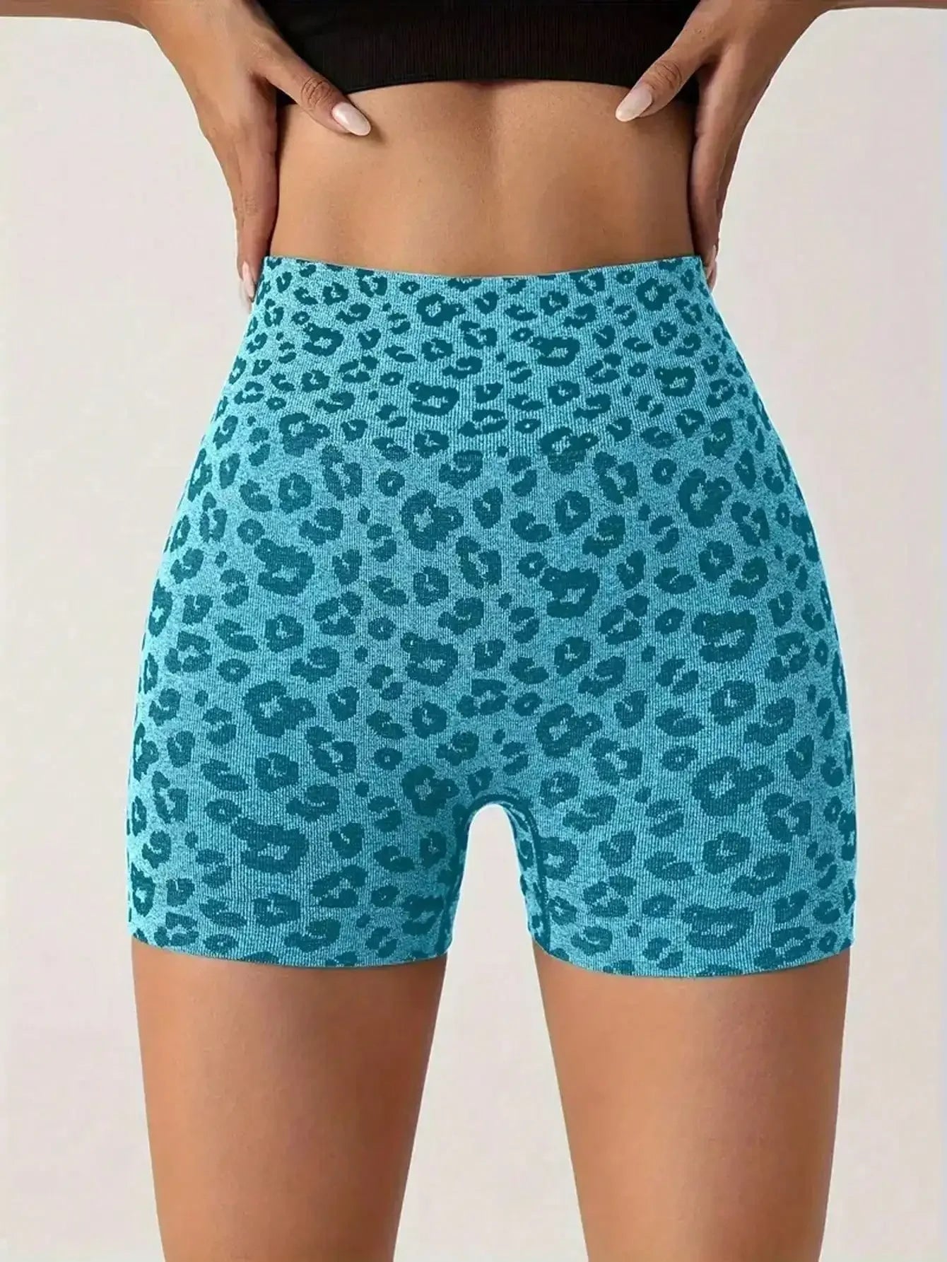 Sport Leopard Scrunch Butt Tummy Control Sports Biker Shorts Stretchy Shorts Women Boxer Shorts Summer