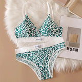 1/3/8Pcs Seamless Bra Set Low Waist Panties Leopard Bralette Sexy Lingerie Set Vneck Sport Brassiere Female Cotton Underwear Set