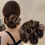 Korean Big Hair Tie Ribbon Scrunchies Satin Elastic Hair Band Bow Women Simple Temperament New Style  Ponytail Hair Accessories