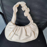 Fashion Pleated Handlebags for Women PU Cloud Bags Leisure Armpit Bag Shopping Shoulder Bags Dumpling Handbag Female Hand Bags