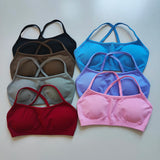 Seamless Women's Yoga Sports Bra Racer Back Nylon Breathable Running Gym Top Underwire Sexy Underwear Fitness Gym Bra Top