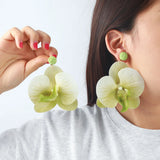 Chiffon flower multi-layer earrings, summer beach vacation style exaggerated earrings design, light luxury, niche