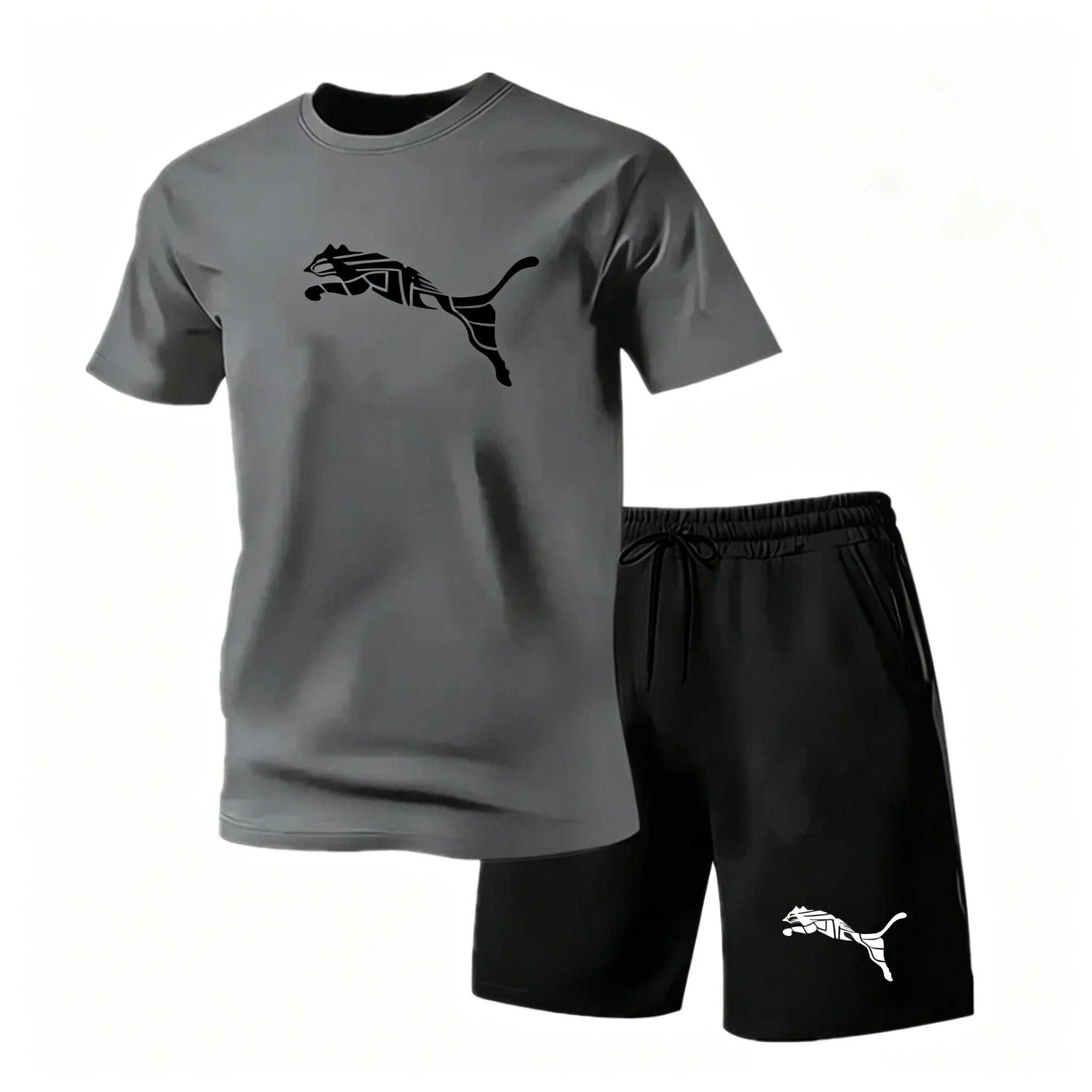 Men's new fashionable casual T-shirt shorts two-piece set 2026 men's summer outdoor sports breathable set