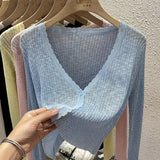Summer Short Ice Silk Knitted Sun Protection Cardigan Women's Thin Suspender Skirt Layered Gauze Jacket Air-conditioned Cover Up