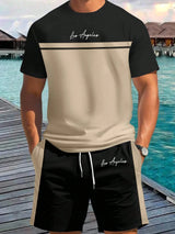 2026 Summer New Arrival Men's Letter Print Short-Sleeve T-Shirt Stylish Mens Shorts Set Vacation Beach Casual T-Shirt Summer Top