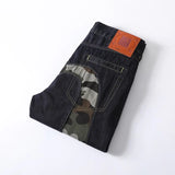 Men Embroidery Denim Shorts Black Hiphop Jeans Pants Cherry Blossom Dragon Totem Washed Zipper Cotton Summer cherry blossoms 024