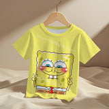cute cartoon Spongebobs Baby Clothing Outdoor Clothes Boy Girl Child Men's women's Tshirts Children adult Parent child T shirts