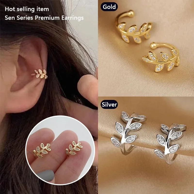 EVISPOL 1Pc Hot Sale Cute Metal Leaf Earcuff Clips On Earring for Women Fake Piercing Cartilage Earrings Ear Ring Without Hole