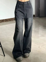 High-Waisted Slimming Jeans for Women Loose-Fit Straight-Leg Bell Bottoms Plus-Size Denim Trousers Pear-Shaped Body Type