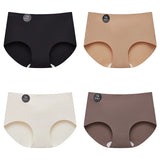 Falllsweet 4Pcs/Set Seamless Silk Briefs For Women Mulberry Silk Panties Comfortable Underpants Soft Lightweight Underwear M-2XL