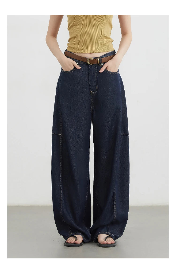 CHIC VEN Women's Jeans Loose Casual New High Waist Split Female Wide Leg Denim Pants  Spring Autumn 2025