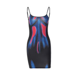 Fashion Printing Bodycon Dress For Women Summer Y2k Clothes Spaghetti Strap Mini Vestidos De Mujer Sleeveless One Piece Outfits