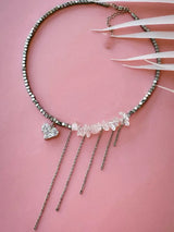 New Irregular Choker Vintage Tassels Zircon Heart Pendant Necklace For Women Female White Imitation Pearl Chain Valentine's Gift