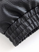 Women's Jacket 2026 Autunm  New Black Long Sleeve Pebble Faux Leather Jacket Motorcycle Style Personality Fashion