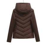 ETJ 2025 new  women's elegant fashion patchwork long sleeve standing collar hooded cotton jacket sport coat 8073227