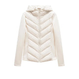 ETJ 2025 new  women's elegant fashion patchwork long sleeve standing collar hooded cotton jacket sport coat 8073227