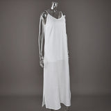 HiLoc Casual Loose White Long Dress Robe 2025 New Summer V Neck Dresses For Women Spring Sleeveless Straight Robes Nightgown