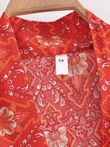 Boho Queens Red Floral Beach Kimono Short Robe Swimsuits Women Fashion Batwing Sleeves Rayon Bohemian Bikini Cover Ups Beachwear