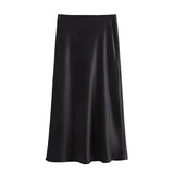 MUJER Woman 2026 Satin Skirt Women High Waist Long Skirts For Women Summer Black Midi Skirt Woman Office Elegant Women's Skirts