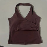 Women's Sexy V-Neck Fitness Bra Nude Sports Bra Hanging Neck Yoga Suit Vest Comfortable Breathable Gym Top for Active Wear