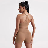 Solid Color Y Shape Line Women Fitness Sport Bra Top Soft Tight Comprehensive Training Jogging Gym Yoga Underwear With Chest Pad