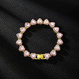 Yupsk 45CM/20CM Shiny Heart Rhinestone Hip Hop Rock Tennis Chain Bracelet Necklace for Women Men Trendy Jewelry Set Gift