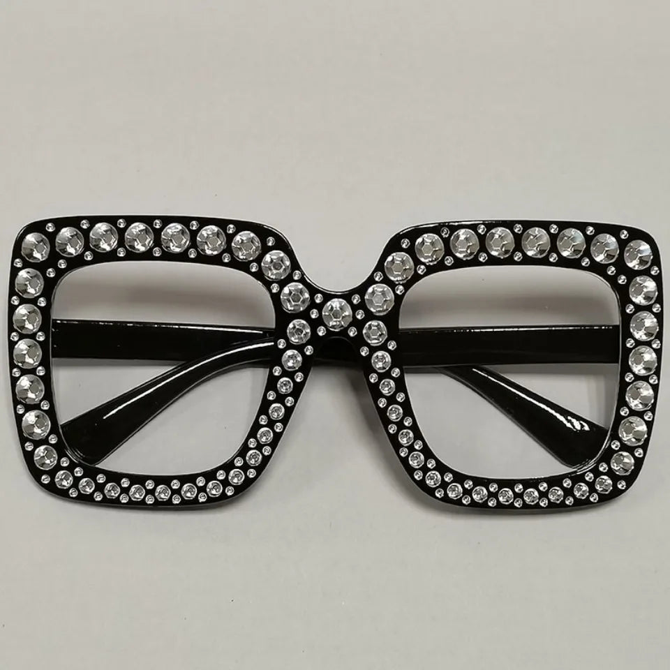 Diamond Oversized Sunglasses Big Square Frame Sunglasses UV400 Crystal Eyewear Retro Rhinestone Frames Eyeglasses