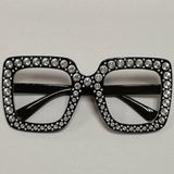 Diamond Oversized Sunglasses Big Square Frame Sunglasses UV400 Crystal Eyewear Retro Rhinestone Frames Eyeglasses
