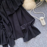 SINGREINY Chic Ruffles Splice Chiffon Blouse V Neck Flared Sleeve Loose Tops 2025 Fashion Solid Fairycore Vacation Women Shirt