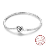 Bracelet Original 925 Sterling Silver Charm Bracelet 17-20CM Love Heart Pave Zirconia Bracelet for Women DIY Charm Jewelry Gifts