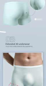 Men's underwear, men's 3D punched ice silk four-cornered pants, seamless thin, flat-cornered pants, extended sport, summer