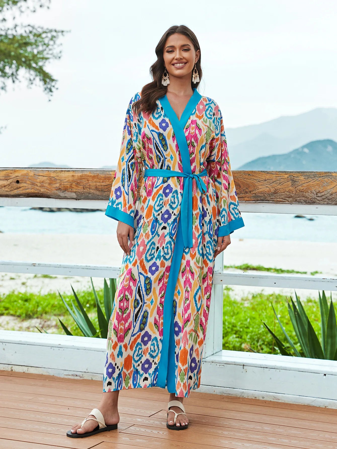 2026 Women Swimsuit Beach Cover Up Dress Sleeve Kaftan Beach Tunic Long Pareos Bikinis Cover Ups Summer Robe Plage Beachwear