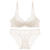 Summer Sexy Lace Embroidery Women Lingerie Set French Thin Cup Push Up Bra Comfort Breathable Underwear Ladies Bra Briefs Set