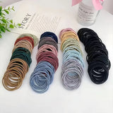 100PCS/Set Women 3.5CM Basic Nylon Elastic Hair Bands Ponytail Hair Scrunchie Rubber Bands Headband Hair Accessories Headwear