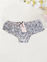 4PCS Cute dot small floral patterns  sweet knitted fabric with lace stitching  Women's low waist brief  Seamless  breathable  fa