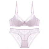 Summer Sexy Lace Embroidery Women Lingerie Set French Thin Cup Push Up Bra Comfort Breathable Underwear Ladies Bra Briefs Set