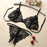 Sexy Women's Underwear Set Transparent Three Piece Bra And Underwear Set Garter Belt Exotic Mesh Mesh Underwear Sleepwear Set ok