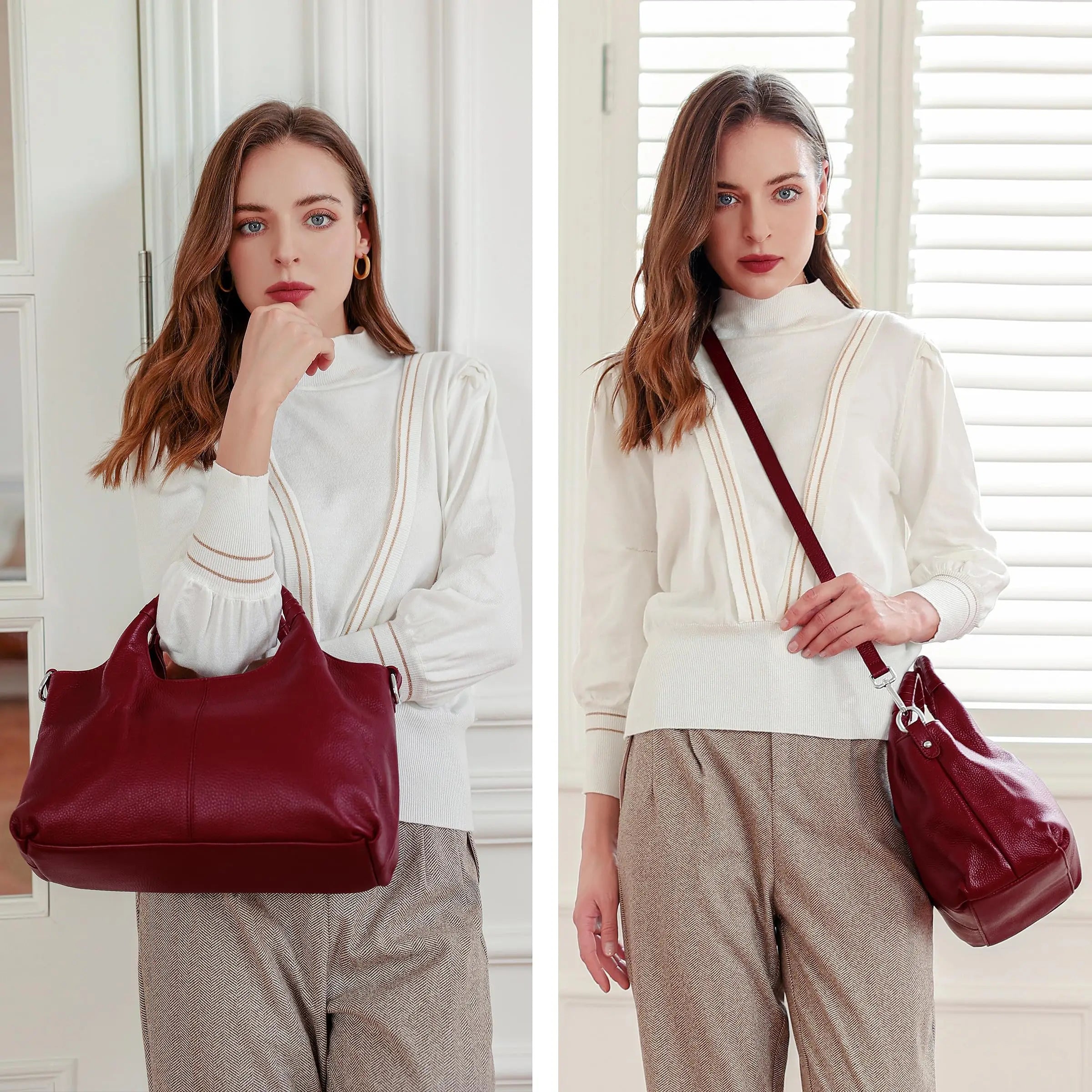 Genuine Leather Shoulder Bags and Quiet Luxury Handbags for Women Purses Designer Cross Body Hobo Medium Size Tote Bags