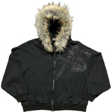 Autumn/Winter Y2k Women Aesthetic Harajuku Faux Fur Collar Hoodies Clothes Graphic Hip Hop Punk Gothic Zip Up Hoodies 2025 new