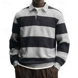 2026 New Striped Graphic Polo Shirts For Men Fashion Autumn Long Sleeve 3D Printed Golf Polo Casual Oversized Business Tops